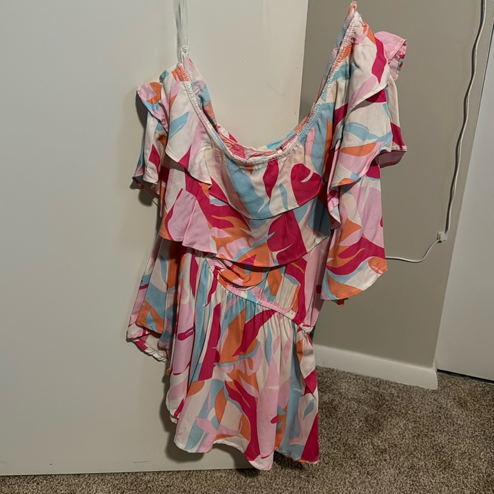 NWT Colorful, one shoulder blouse